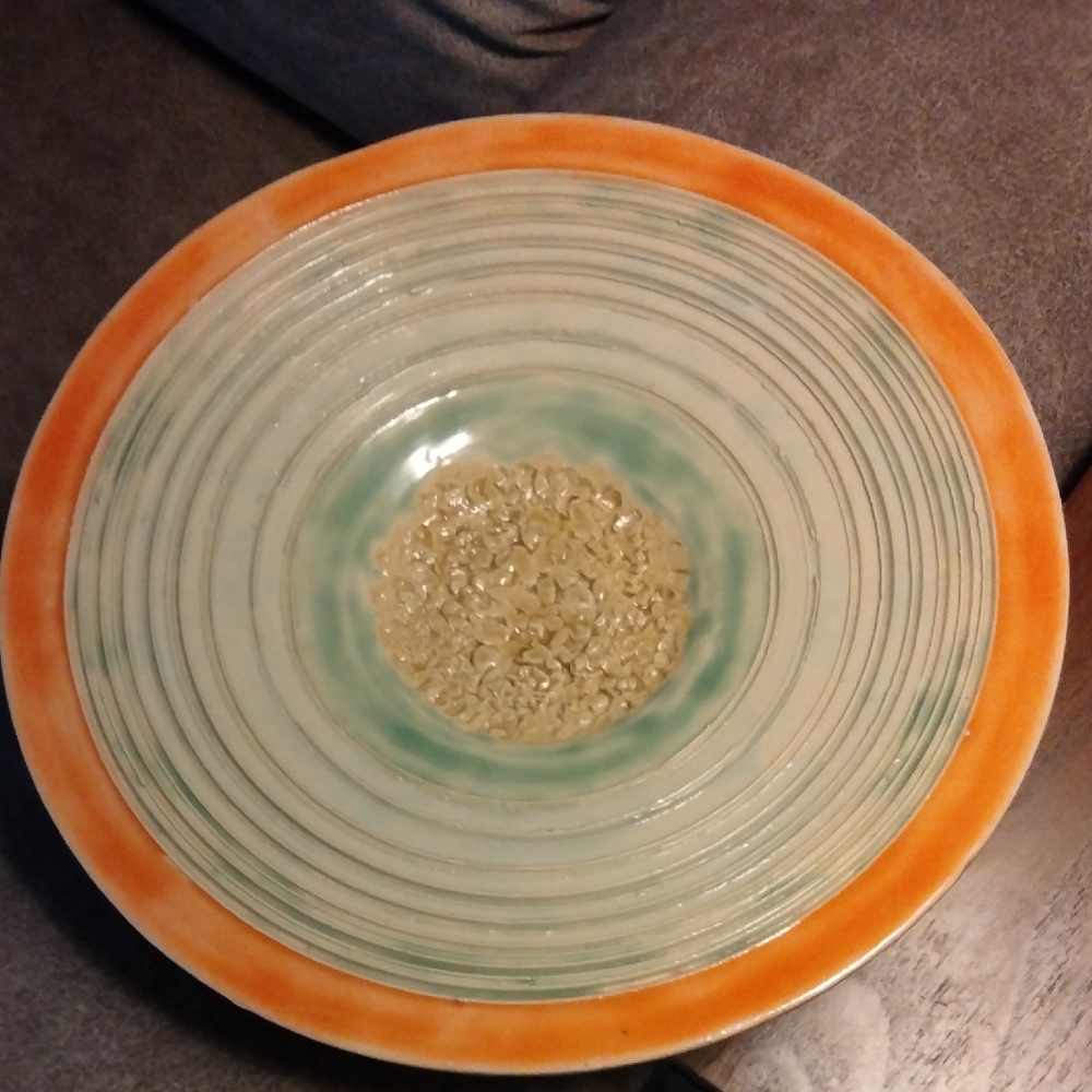 Hand Crafted Vibrant Orange and Subtle Green Bowl